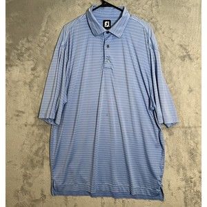 FOOTJOY FJ Blue‎ White Striped Short Sleeve Polo Golf Shirt Men’s Size XL